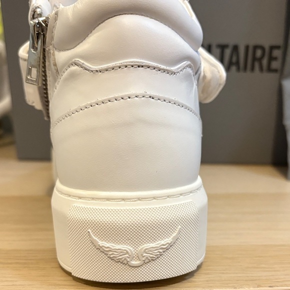 Zadig & Voltaire White Leather Sneakers SZ 39/8 - Picture 2 of 10